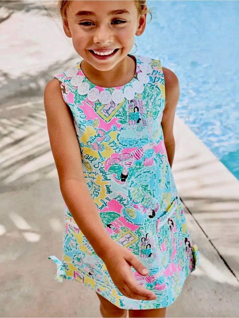 Lilly Pulitzer Girls Classic Shift Dress In Pop Up In The Beginning size 7